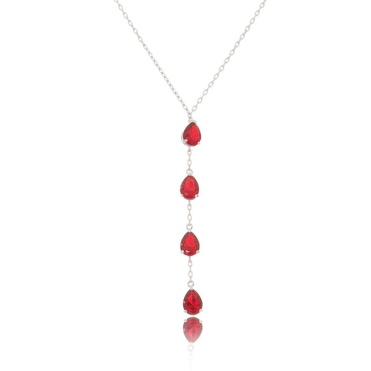 Presente de Dia das Mães: colar gravatinha sofisticado de gotas rubi